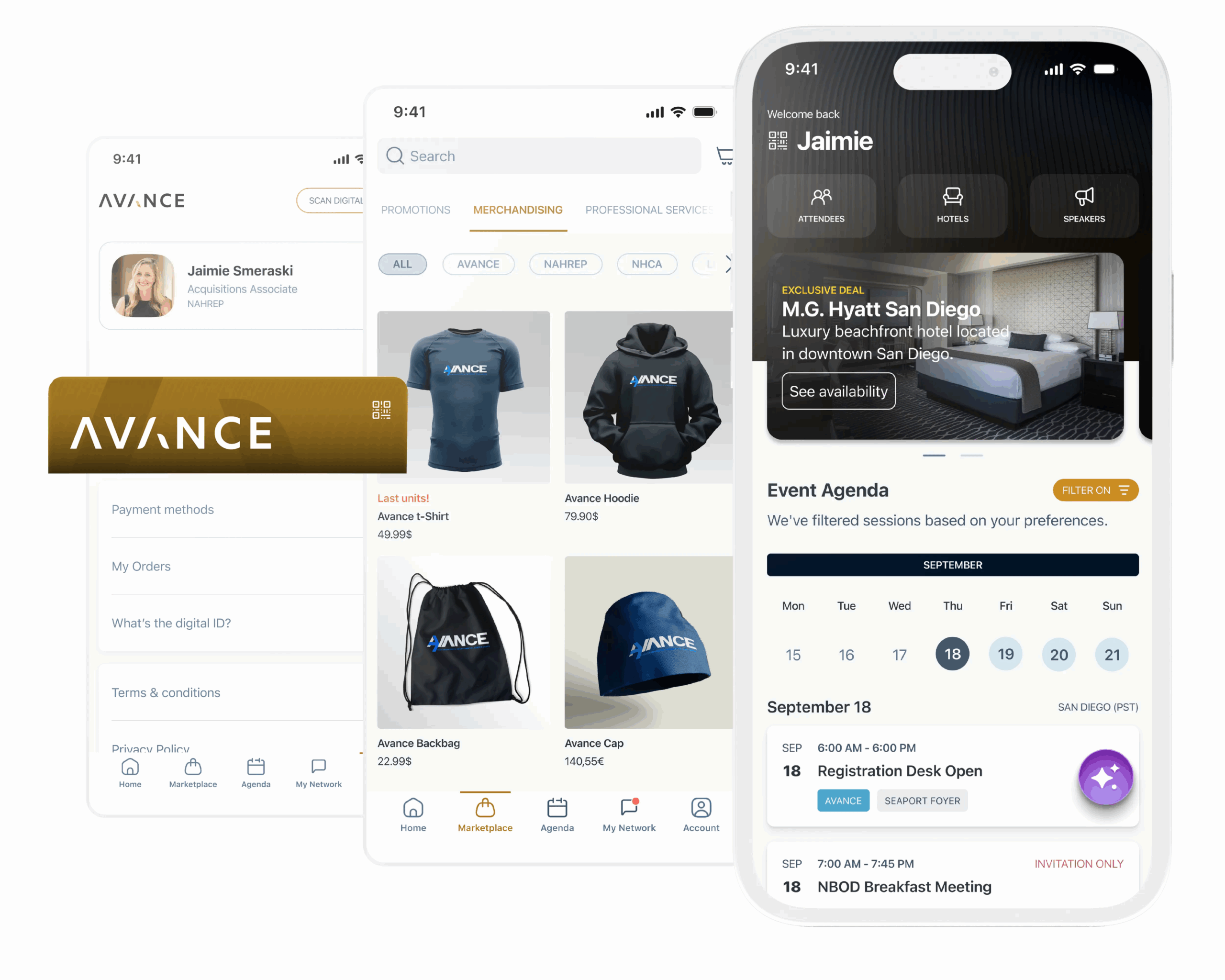 Mockup of Avance App